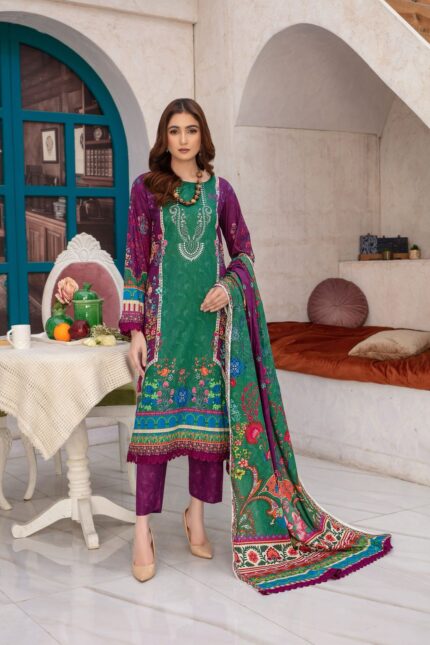 Zafira- 03 Piece Unstitched Digital Print With Lawn Dupatta